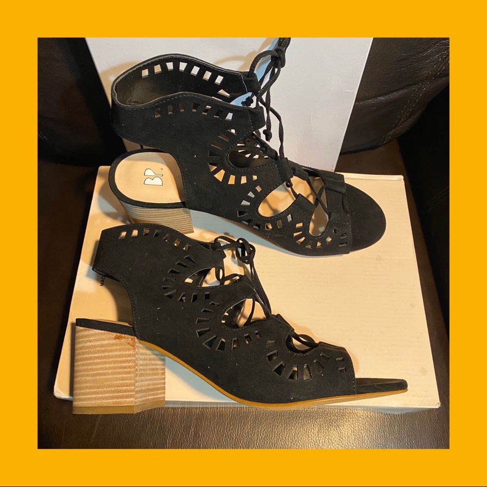 BP Black Faux Suede Cut Out Booties